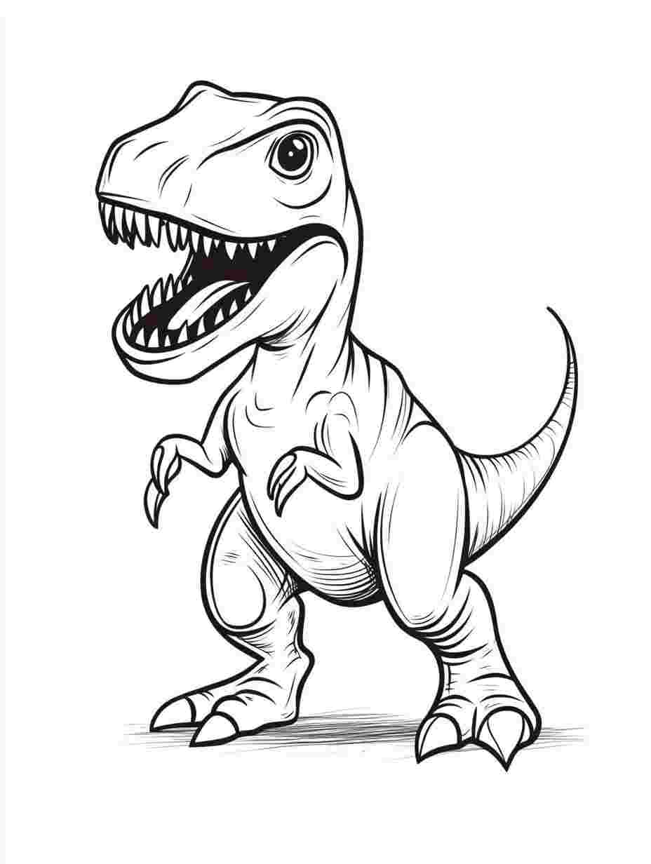 T Rex Dinosaur Coloring Pages Cartoon Style