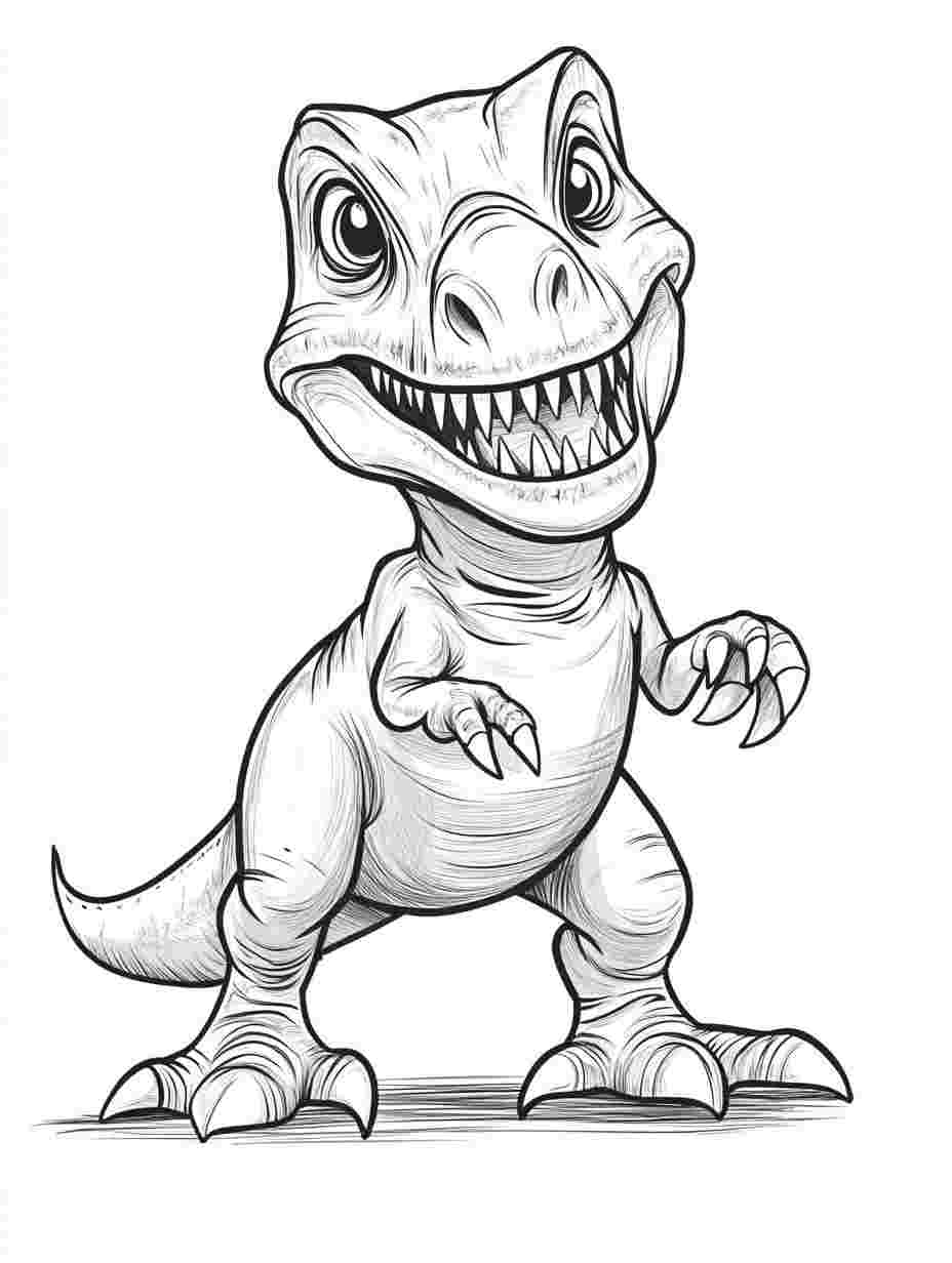 T Rex Dinosaur Cute Coloring Pages For Kids