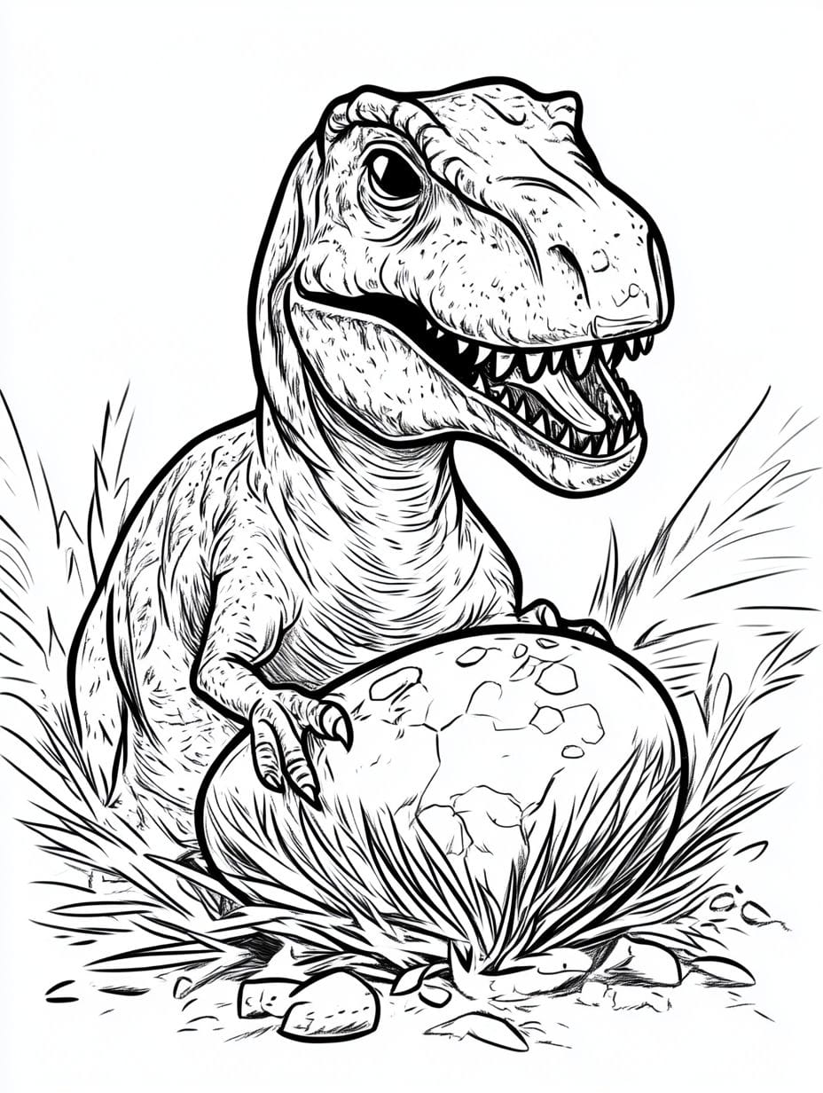 T Rex Dinosaur Egg Coloring Pages