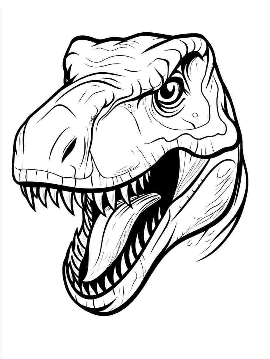 T Rex Dinosaur Face Cute Coloring Pages Cartoon