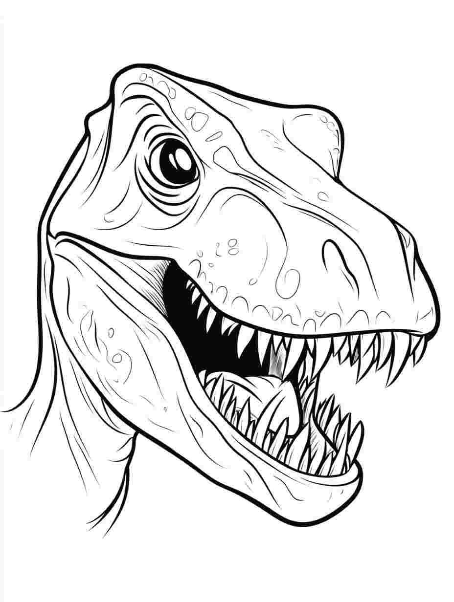 T Rex Dinosaur Fierce Head Coloring Pages Cartoon