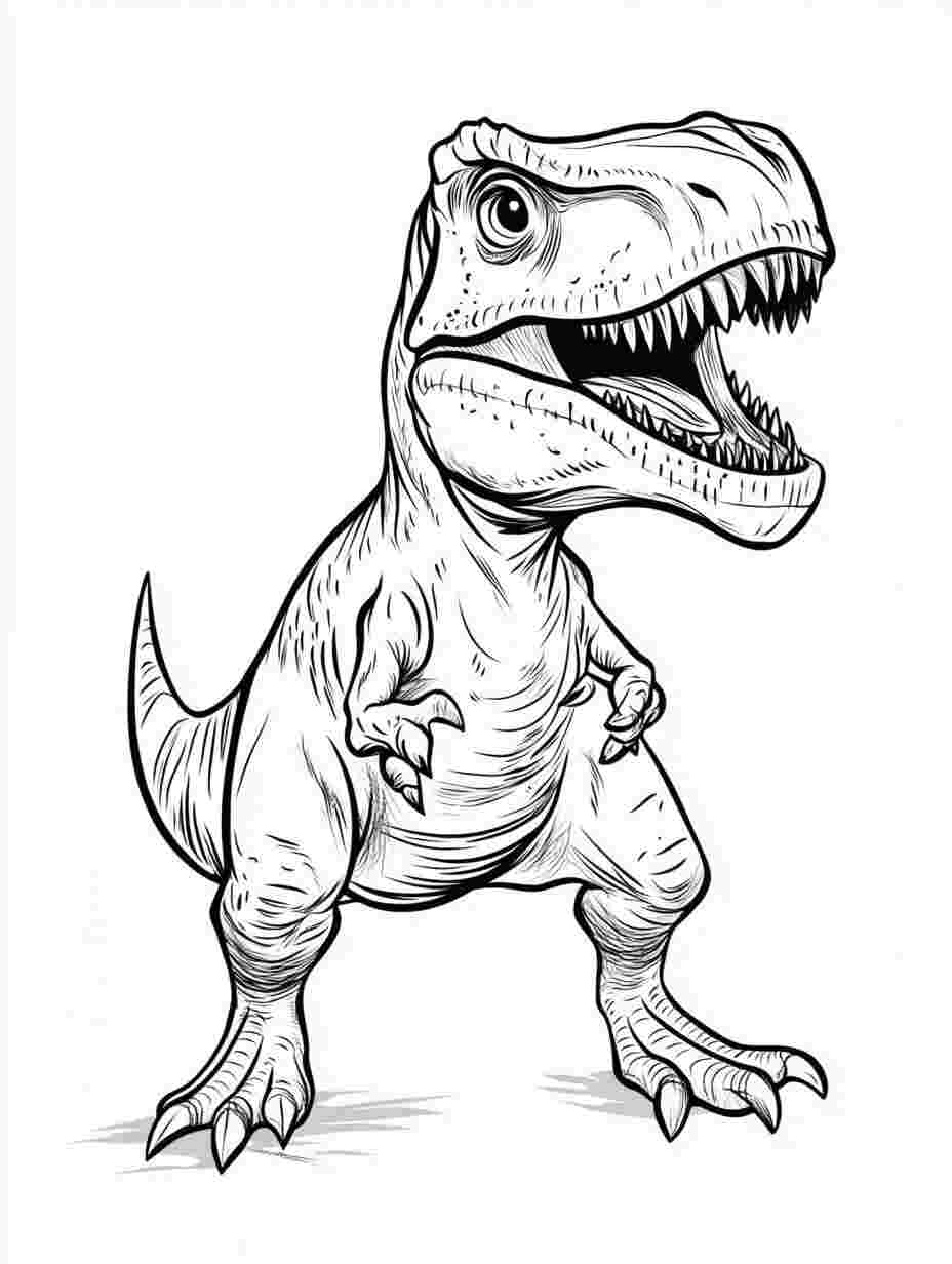 T Rex Little Dinosaur Coloring Pages Cartoon Style