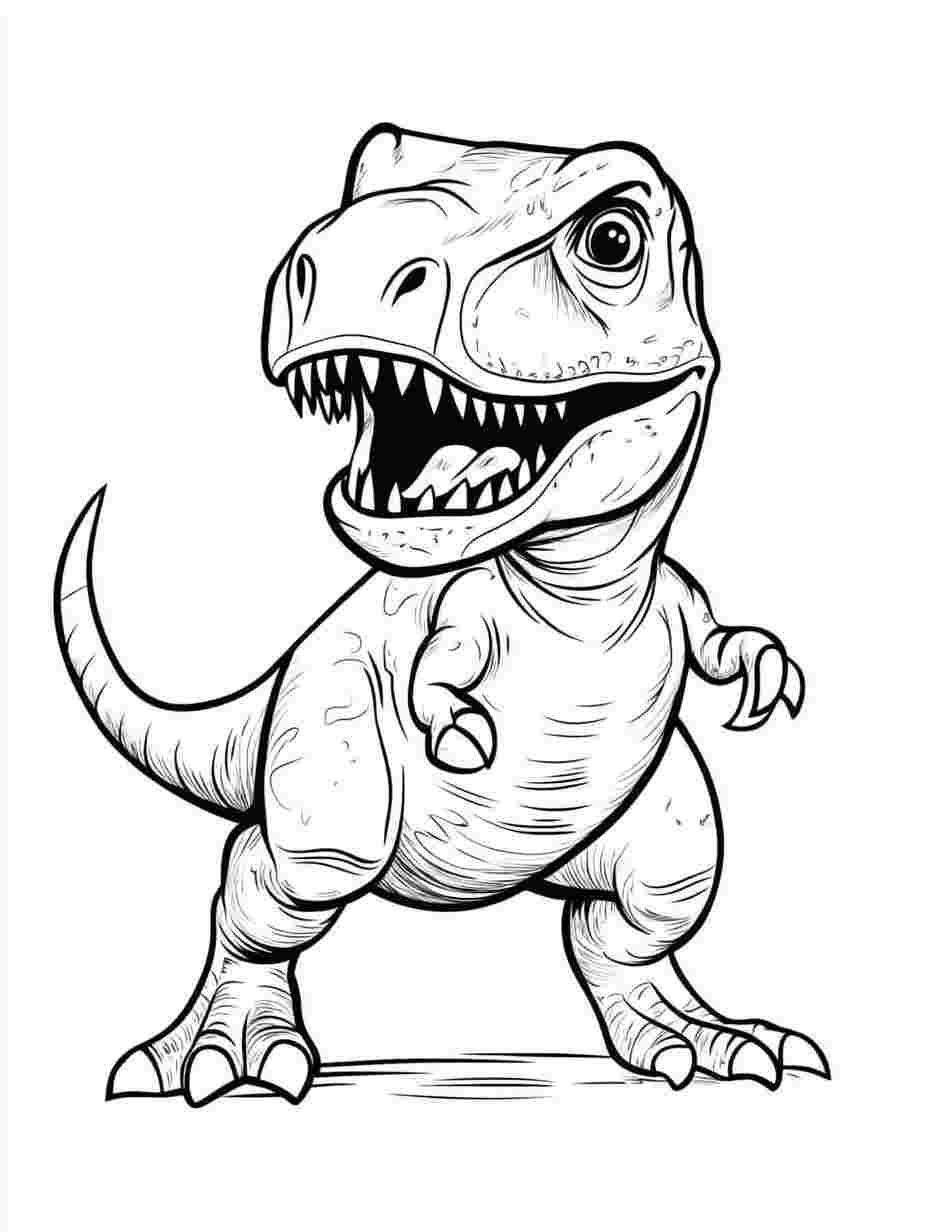 T Rex Mini Dinosaur Coloring Pages Cartoon Style