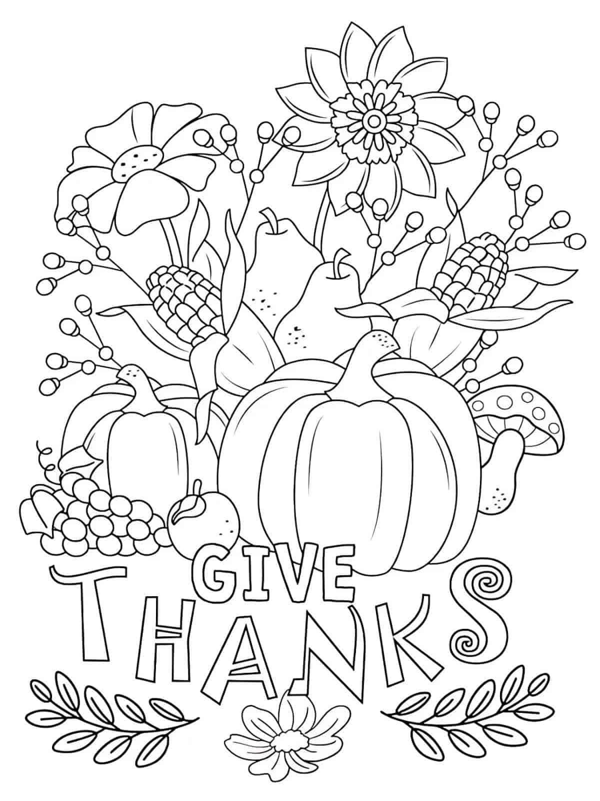 Thanksgiving Cornucopia Coloring Pages To Color