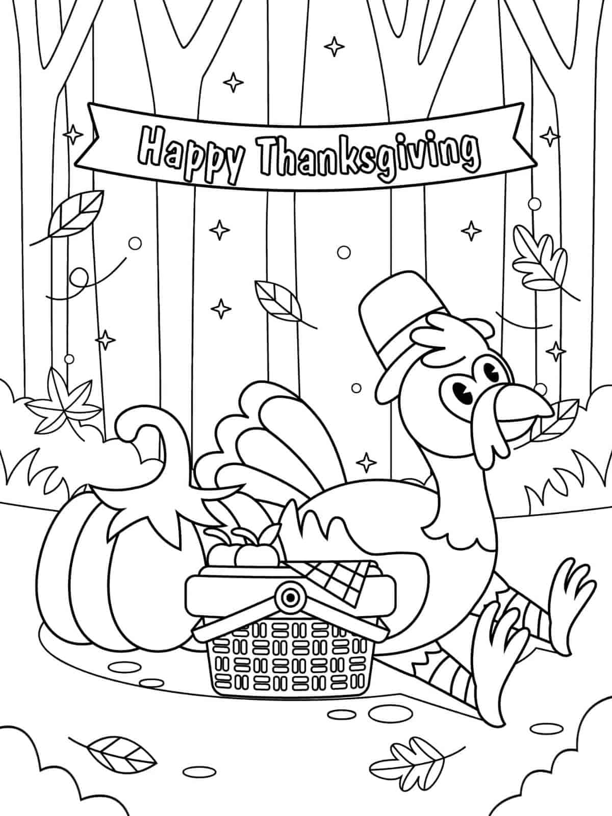 Thanksgiving Cornucopia With Fruits And Vegetables Coloring Pages