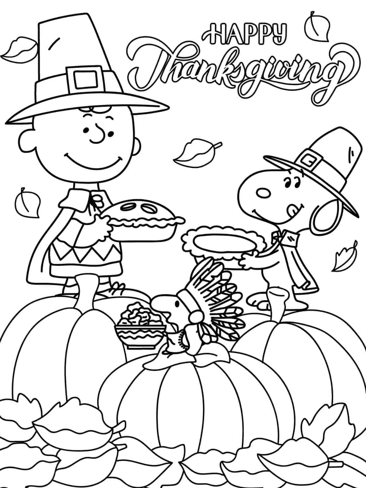 Thanksgiving Fall Leaves Coloring Pages To Color