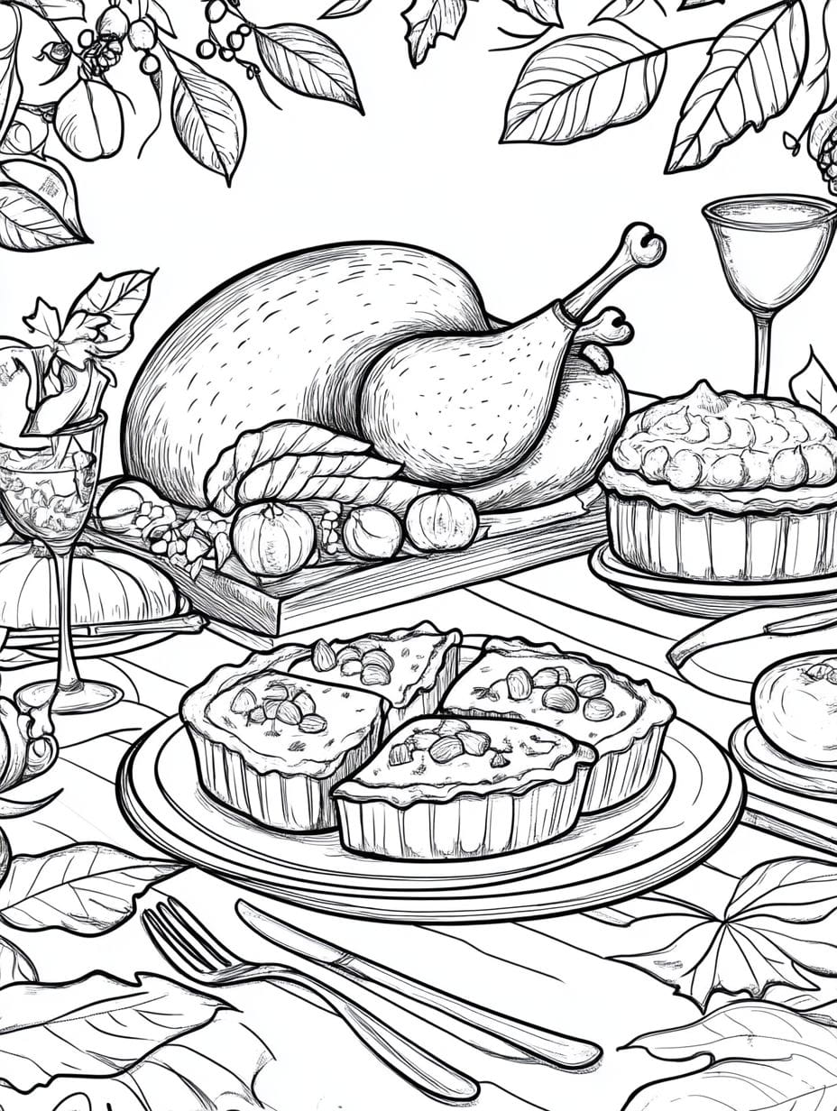 Thanksgiving Party Coloring Pages