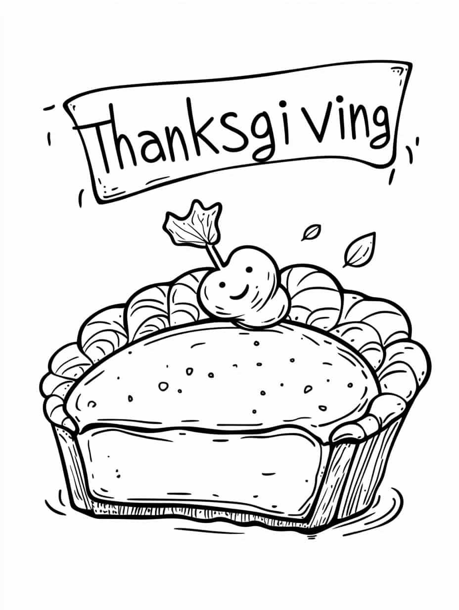 Thanksgiving Pumpkin Pie Slice Coloring Pages