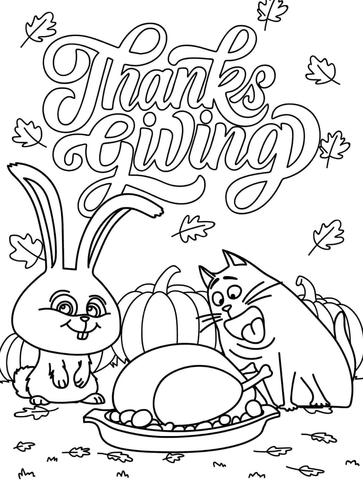 Thanksgiving Rabbit Coloring Pages