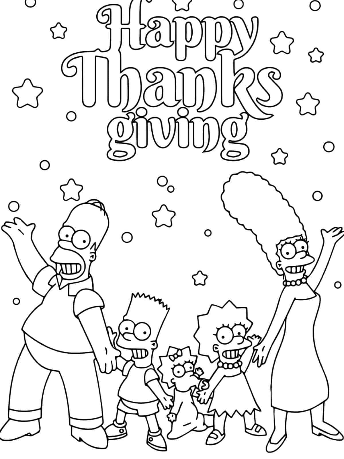 Thanksgiving Simpson Coloring Pages