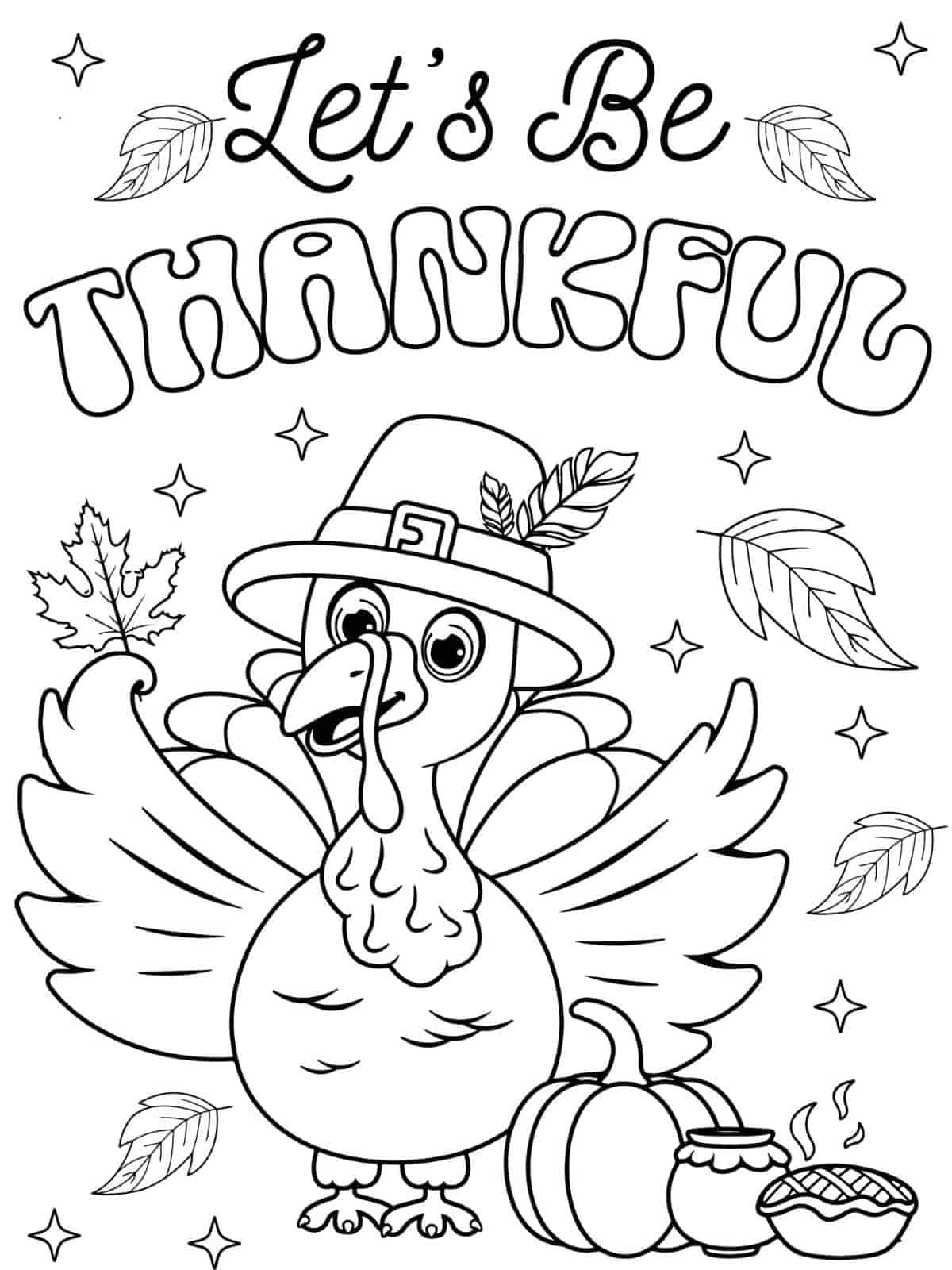 Thanksgiving Turkey With Hat Coloring Pages