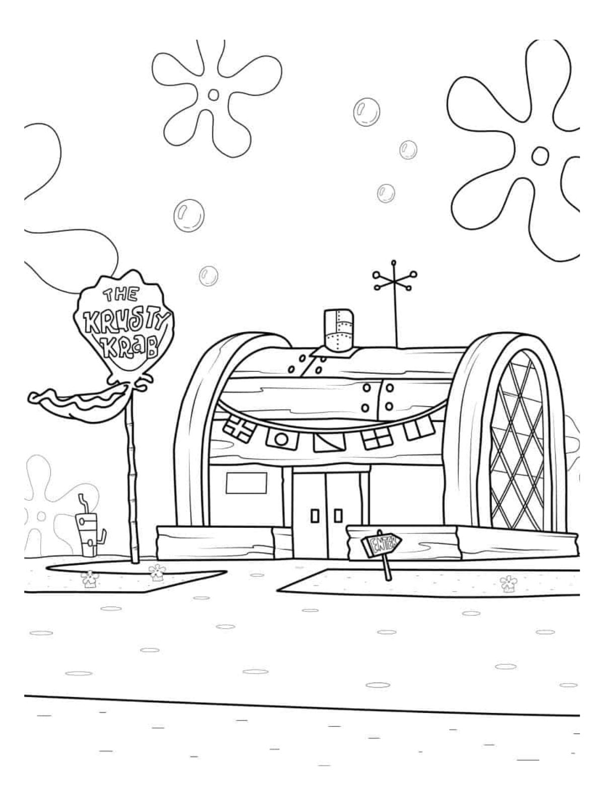 The Krusty Krab Restaurant Spongebob Coloring Page For Kids