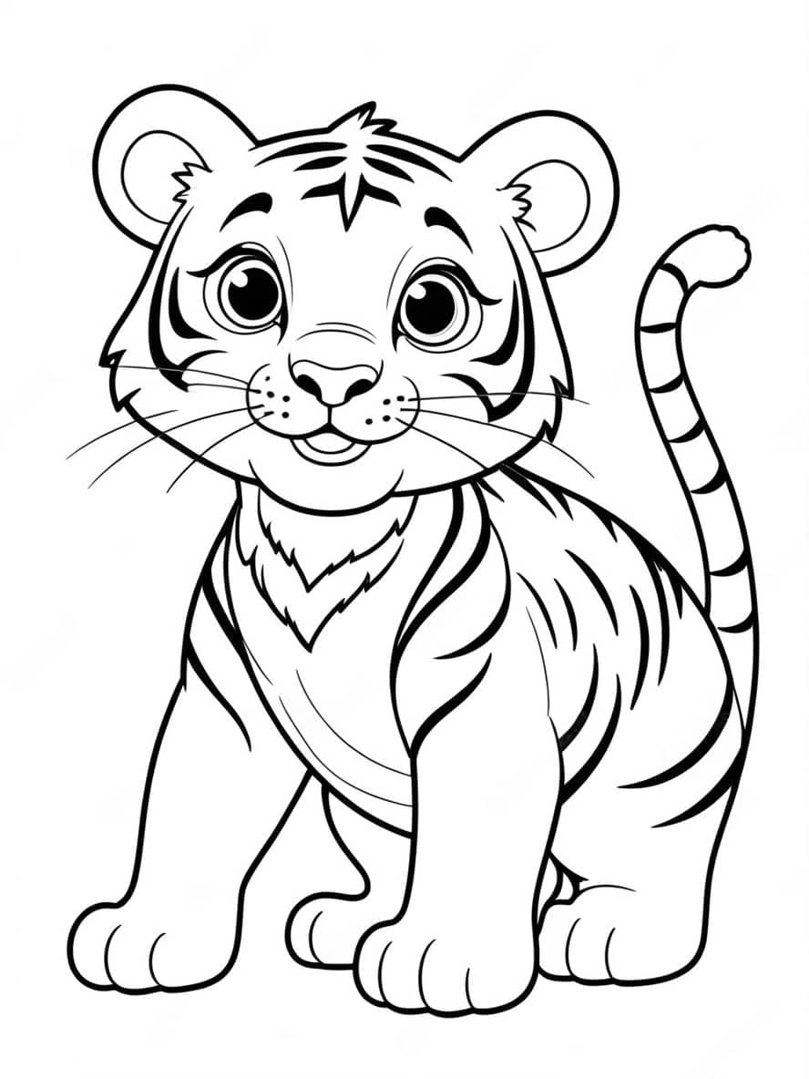 Tiger Cartoon Coloring Page