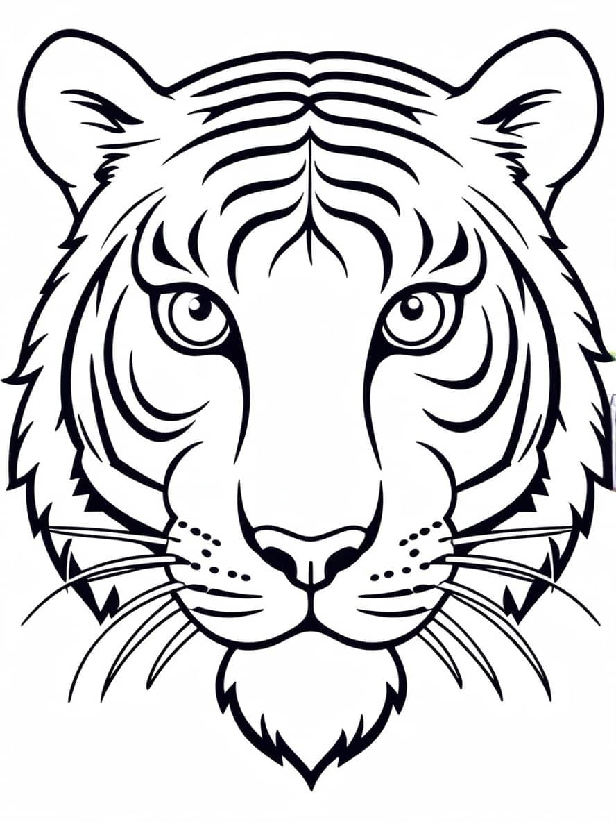 Tiger Head With Whiskers Coloring Pages