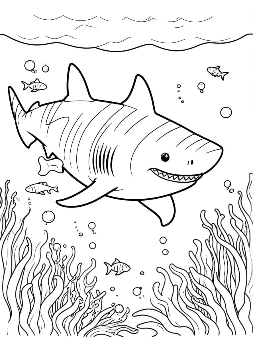 Tiger Shark Hunting Coloring Pages