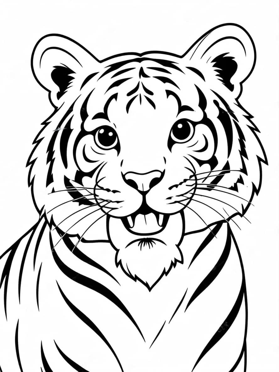 Tiger With Tongue Out To Color Coloring Pages