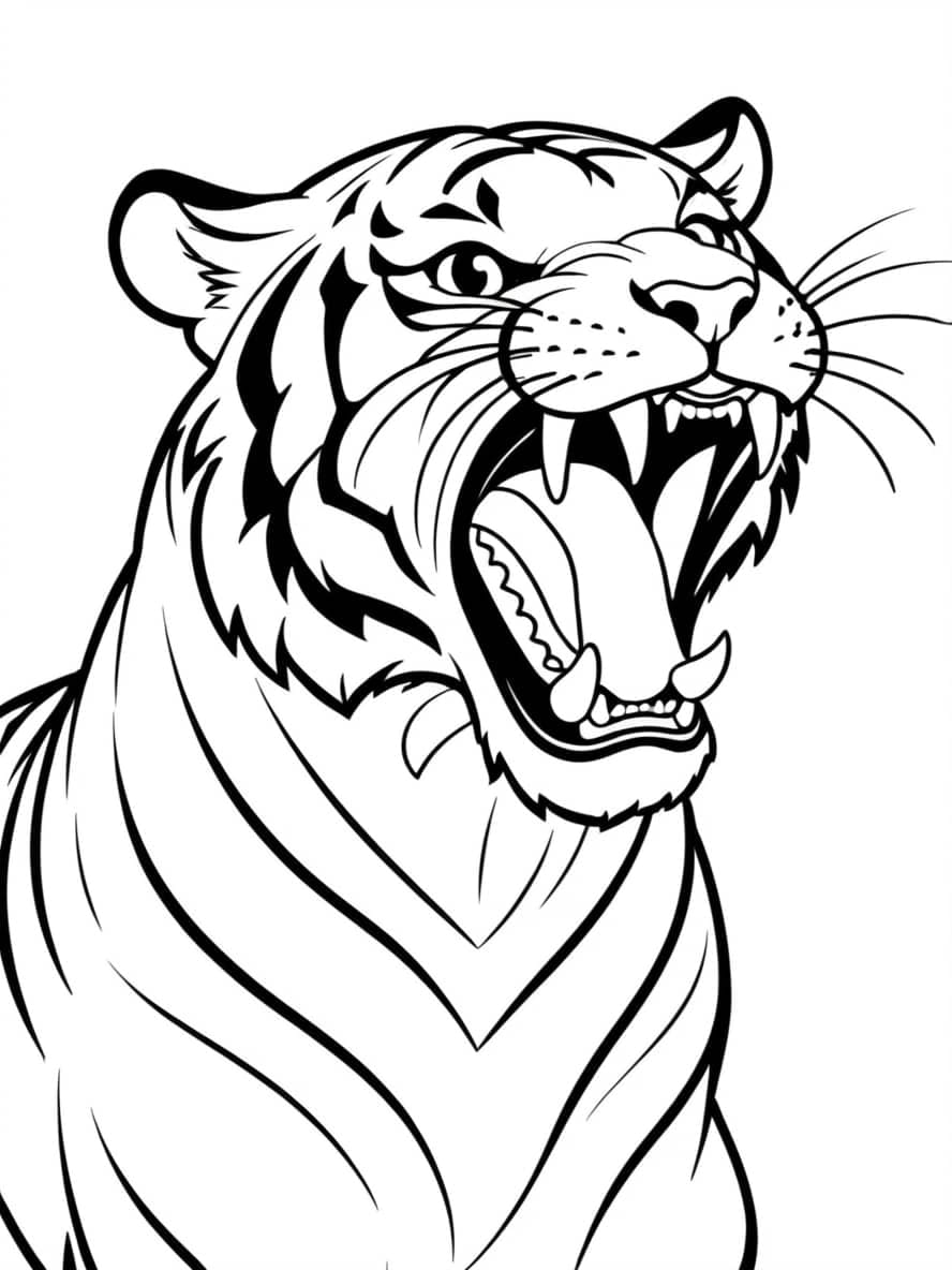 Tiger Yawning Coloring Pages