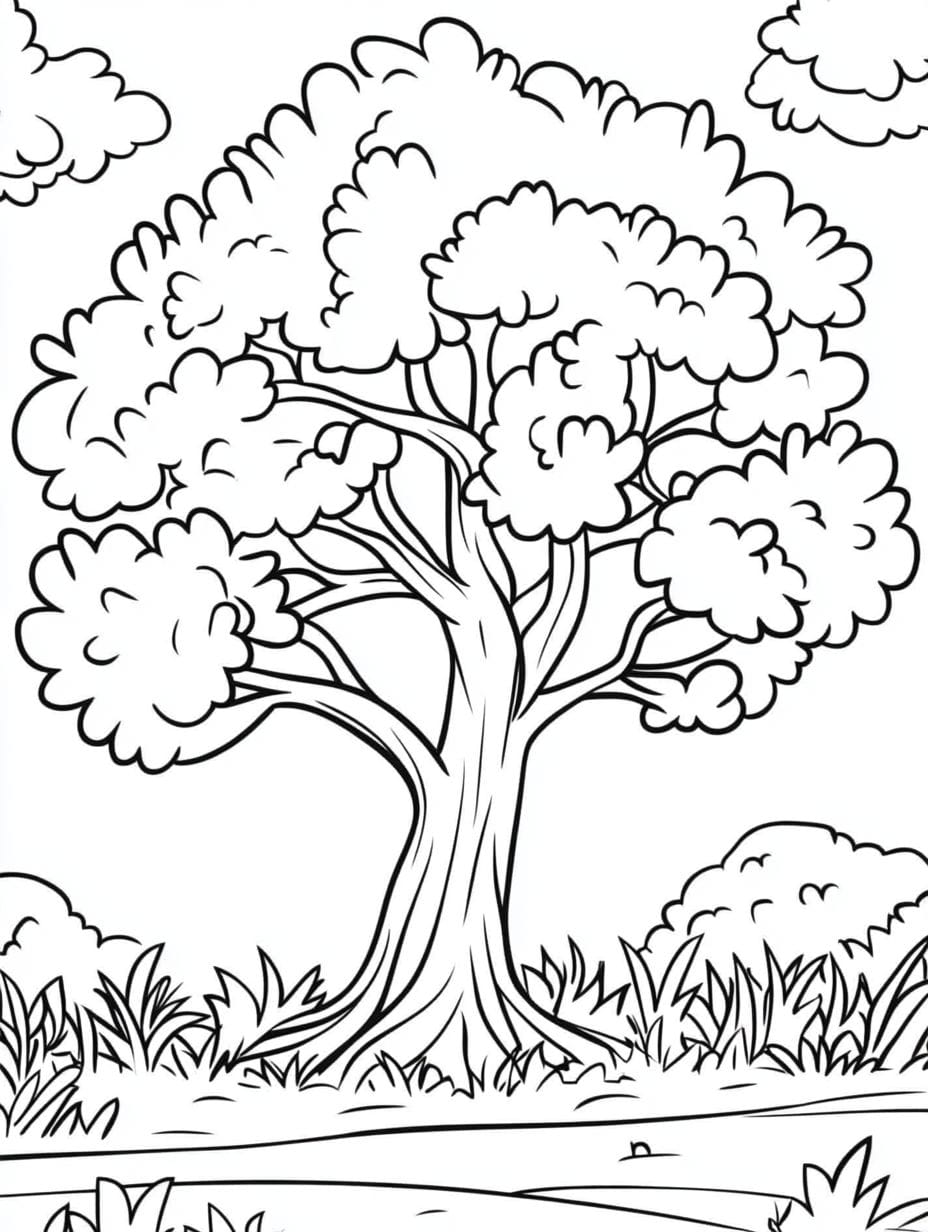 Tree In Park Coloring Pages