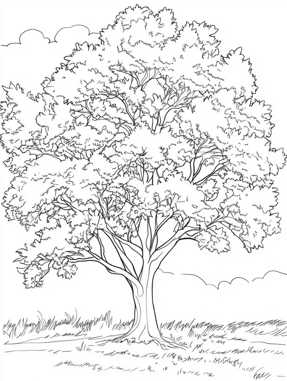 Tree With Branches Coloring Pages For Kids