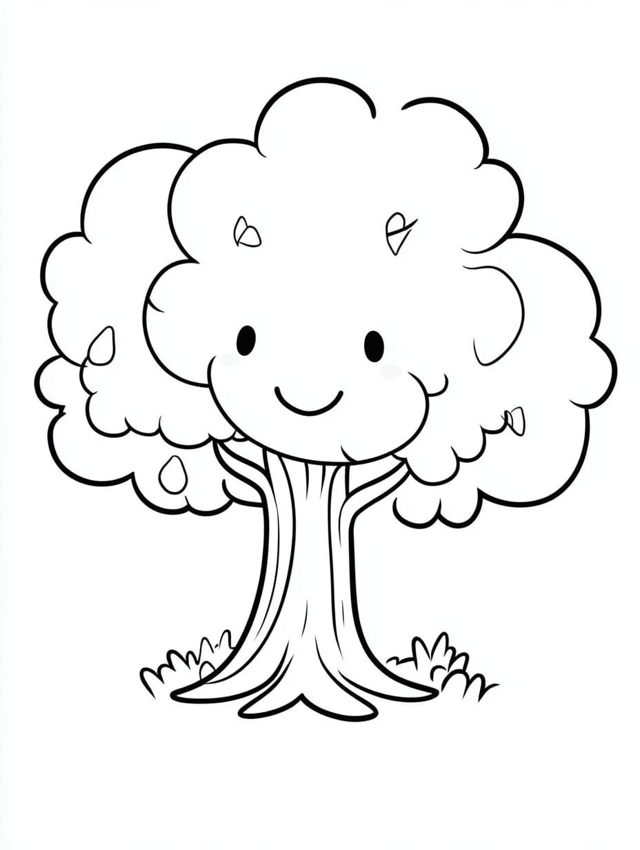 Tree With Mountains Coloring Pages