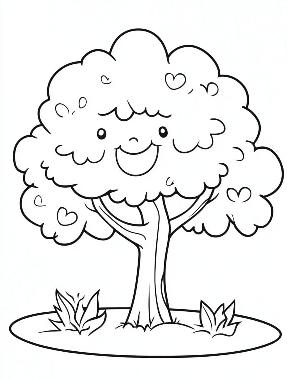 Tree With Spring Flowers Coloring Pages