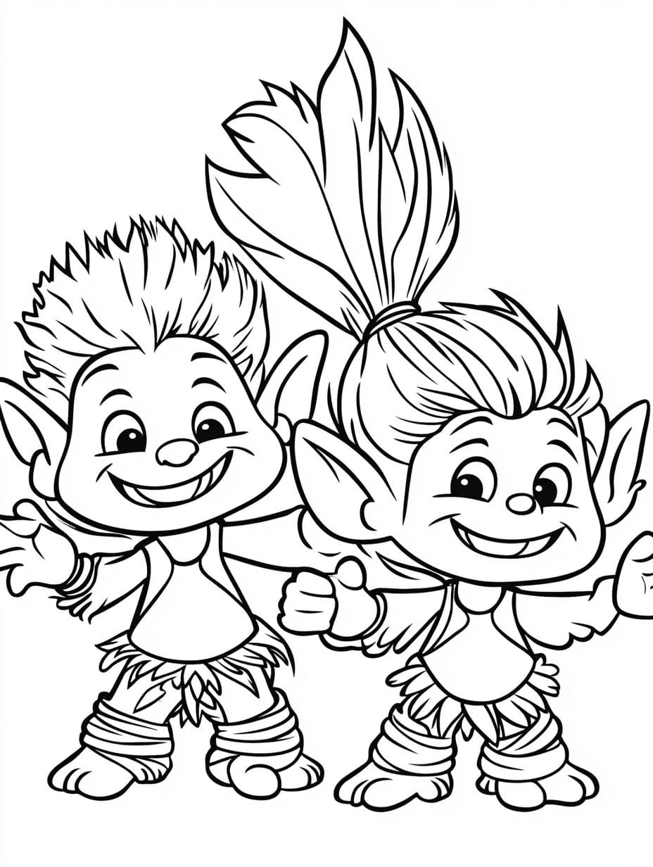 Trolls And Troll Friends Spoppy Branch Dancing Coloring Pages