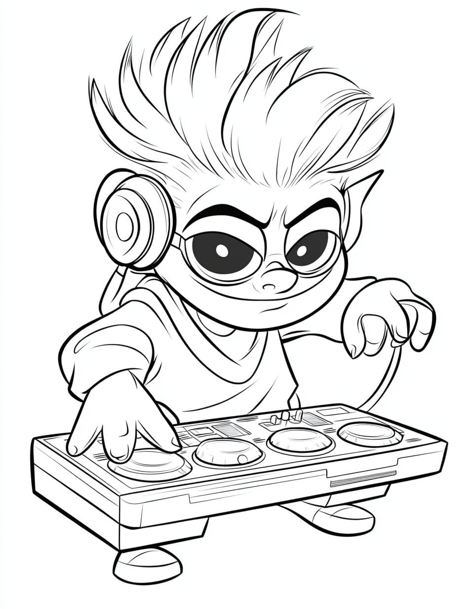 Trolls Beat Dj Coloring Pages