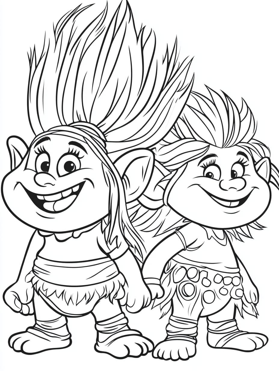 Trolls Cute And Friends Coloring Pages