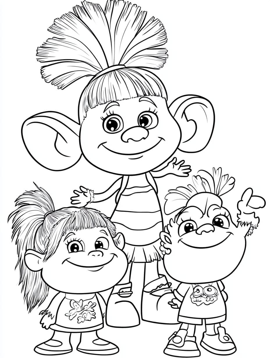 Trolls With Friends Coloring Pages