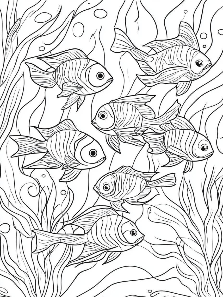 Tropical Fish Under Ocean Coloring Pages