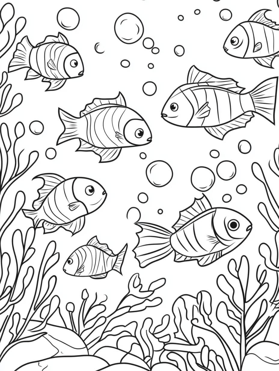 Tropical Fish Underwater Coloring Pages