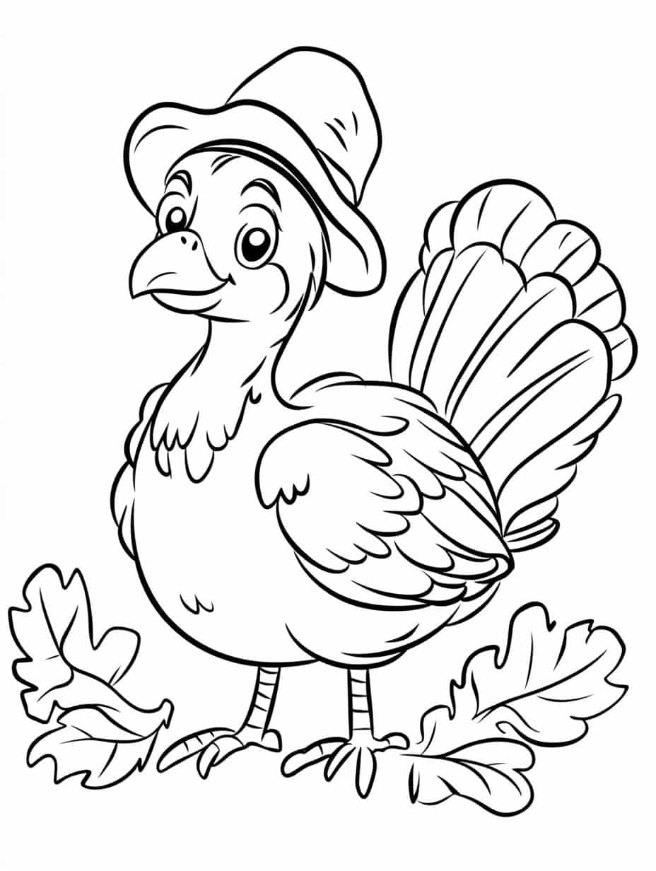 Turkey With A Hat Coloring Pages