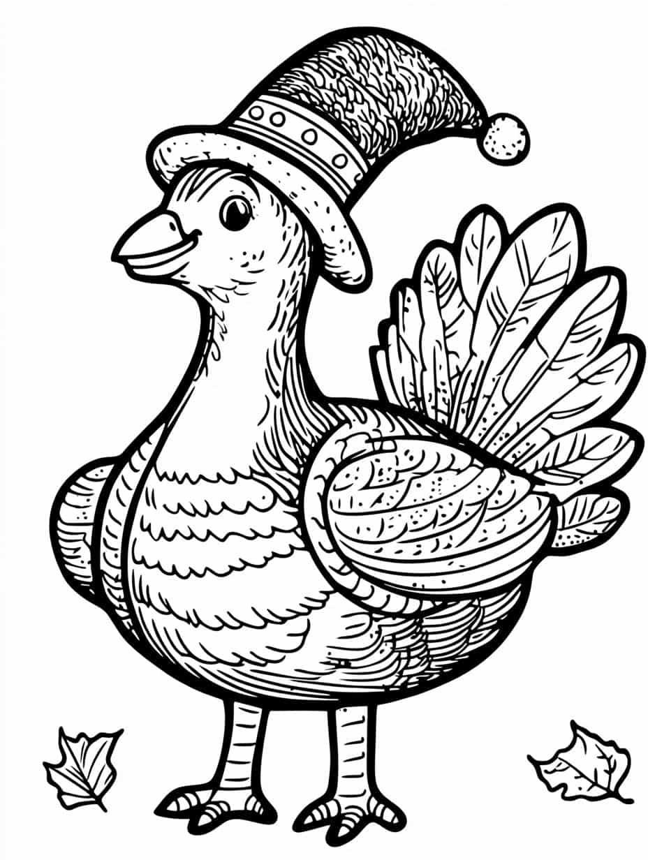 Turkey With A Pilgrim Hat Coloring Pages