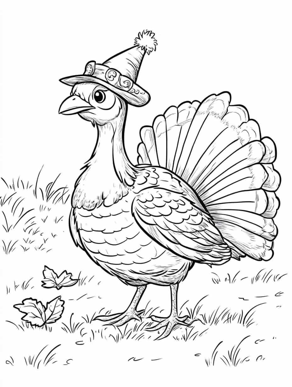 Turkey With Pilgrim Hat Coloring Pages