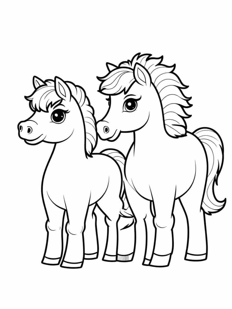 Two Horses Coloring Pages