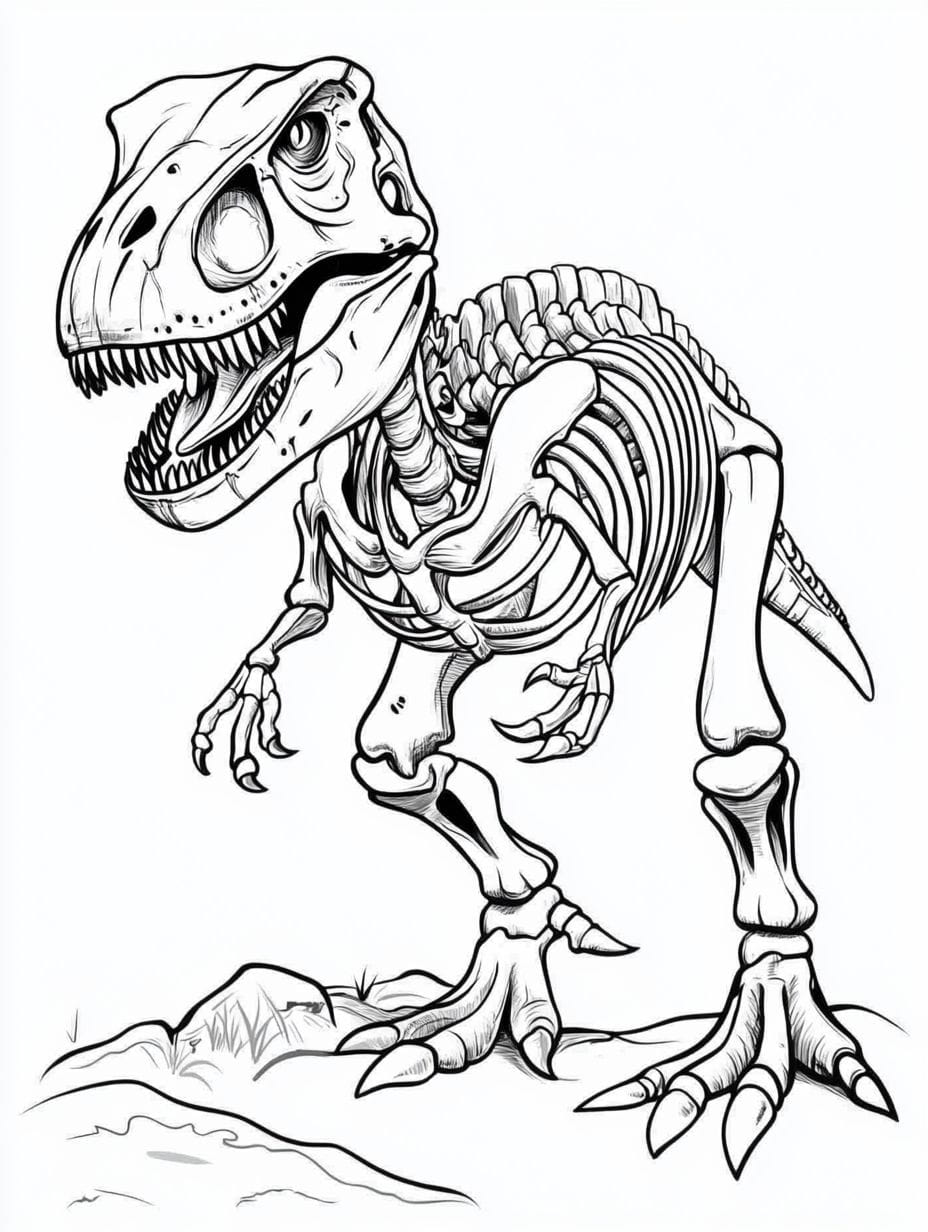 Tyrannosaurus Rex Skeleton Coloring Pages