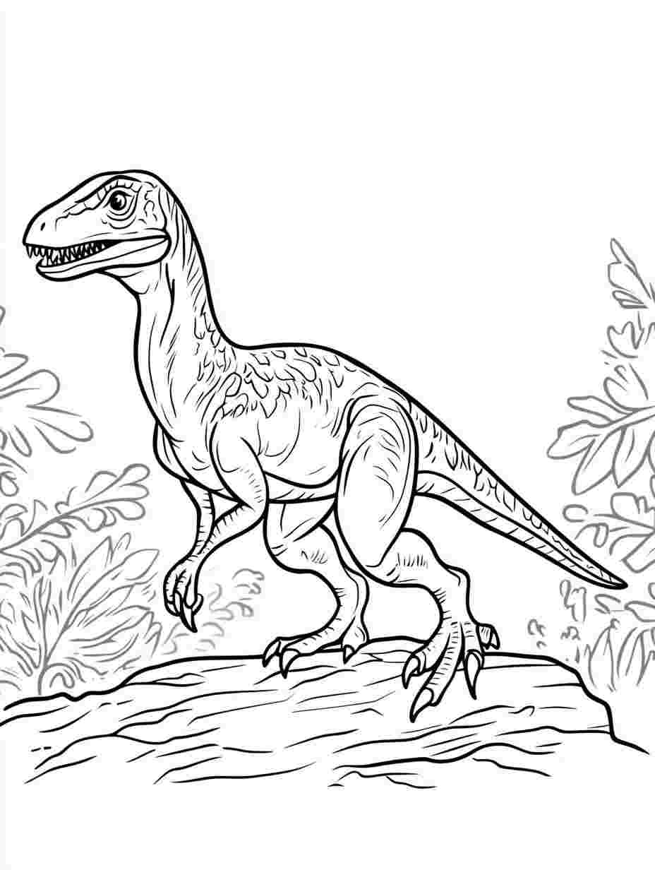 Utahraptor Stroll Coloring Pages For Kids