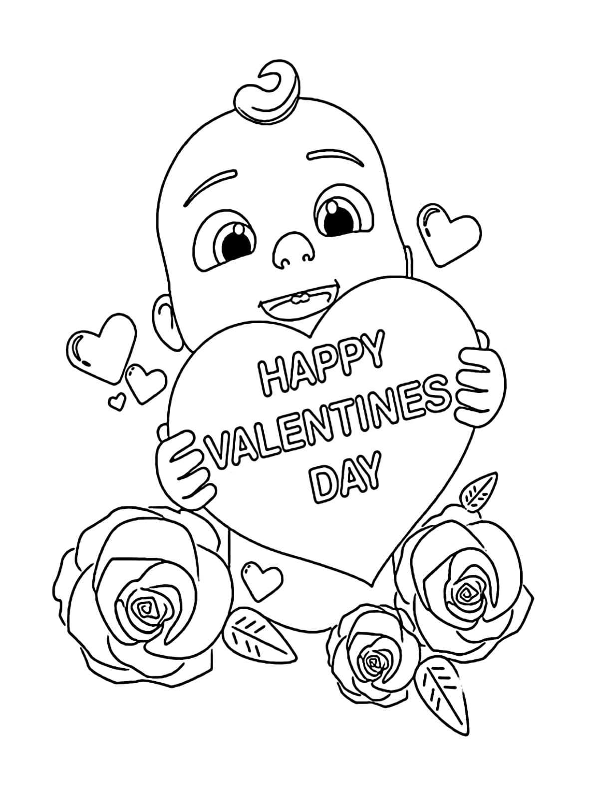 Valentine Day Cocomelon Coloring Pages