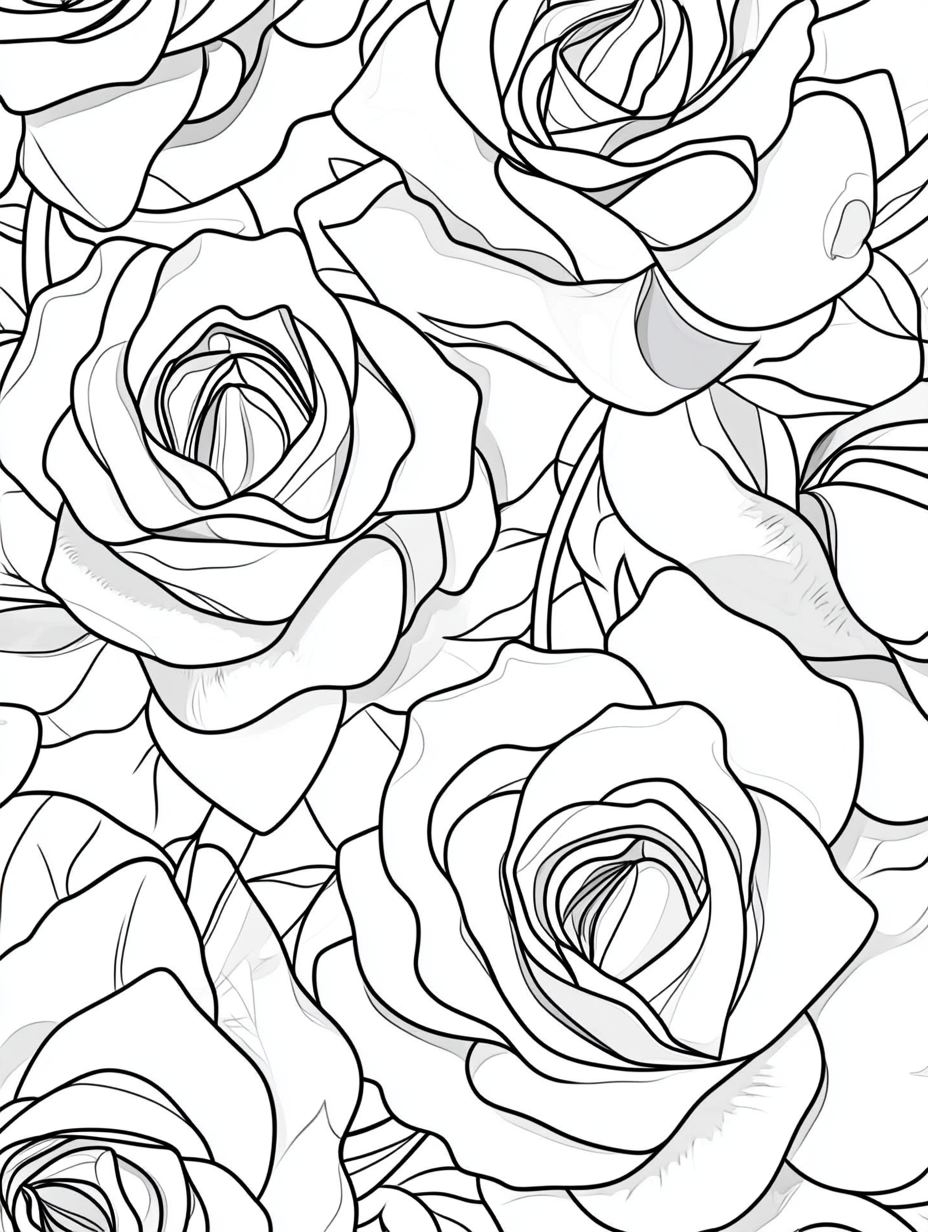 Valentine Rose Coloring Pages