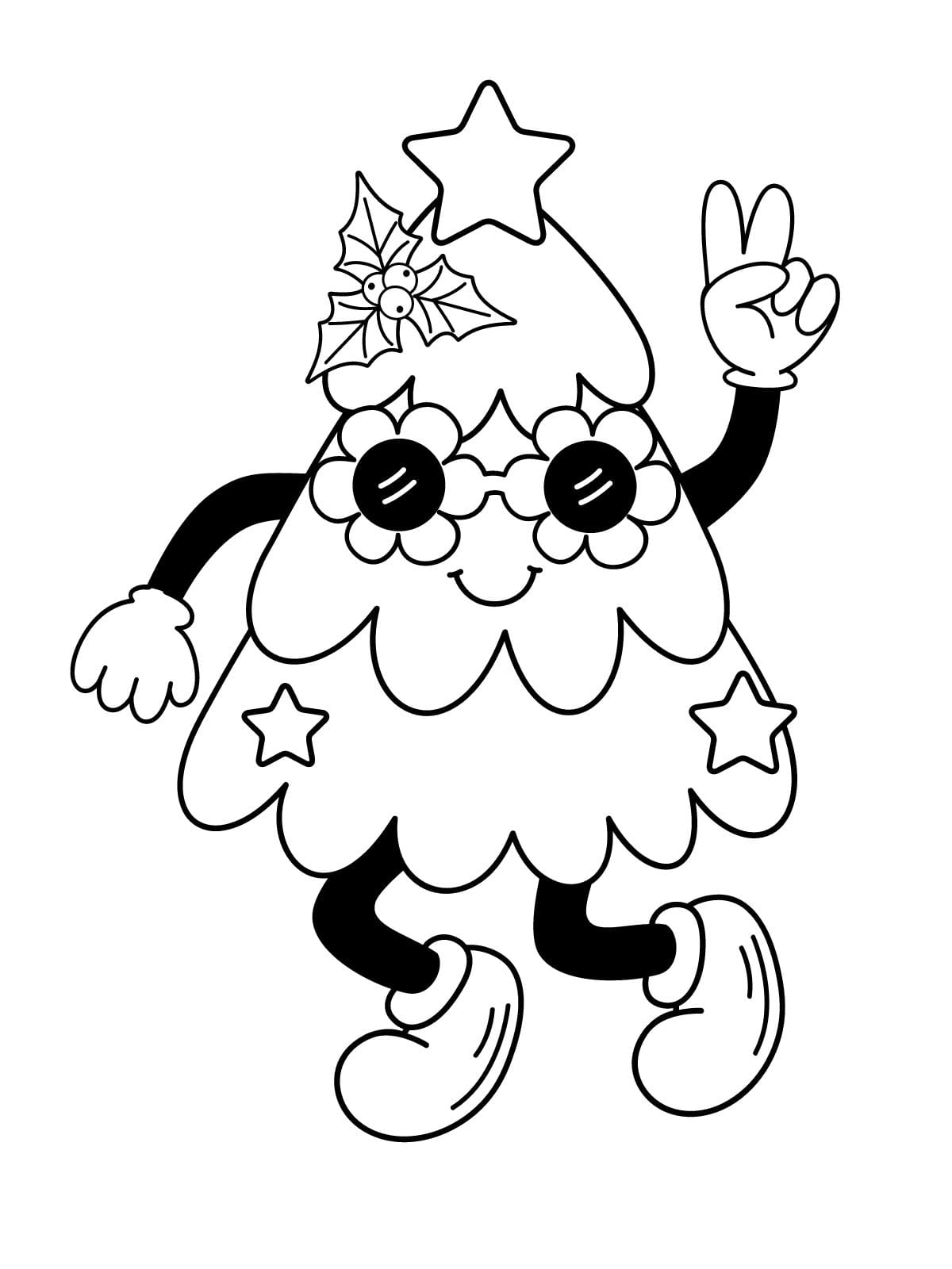 Vintage Christmas Tree Coloring Page