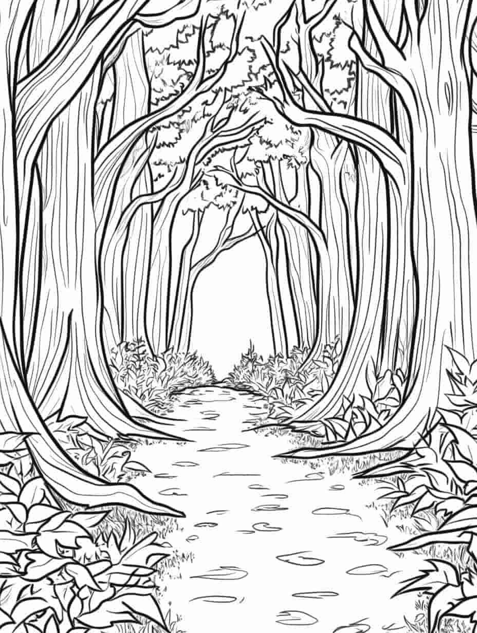 Walk Through The Forest Coloring Pages