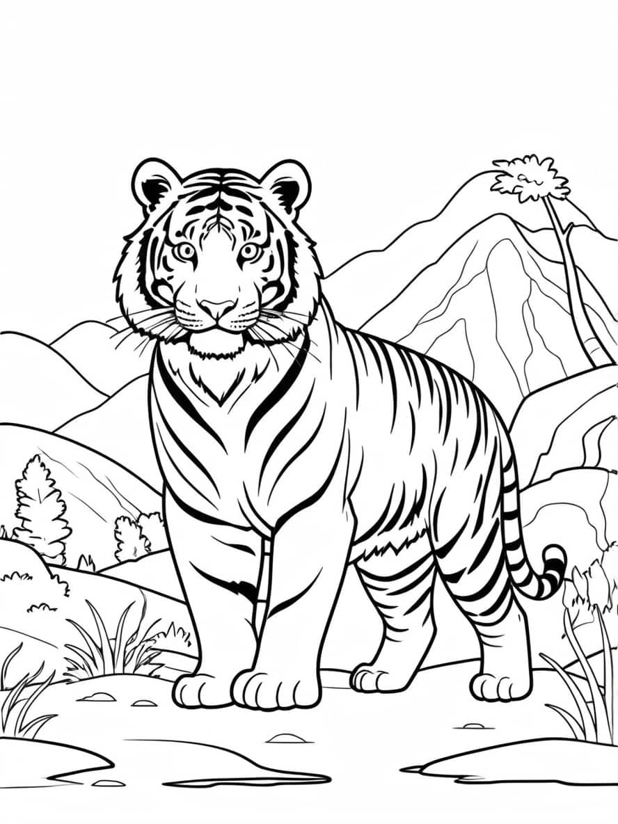 Wild Life Tiger Coloring Pages For Kids