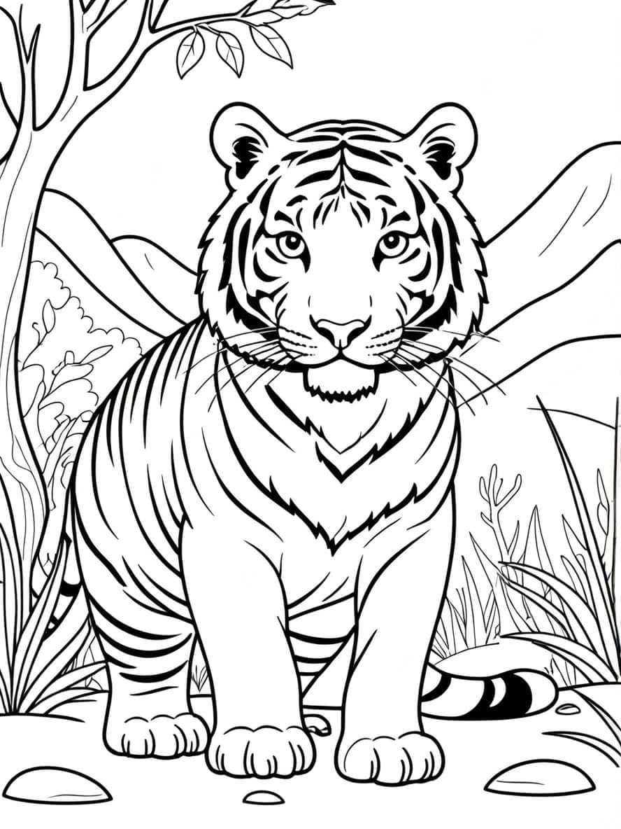 Wild Life Tiger Coloring Pages