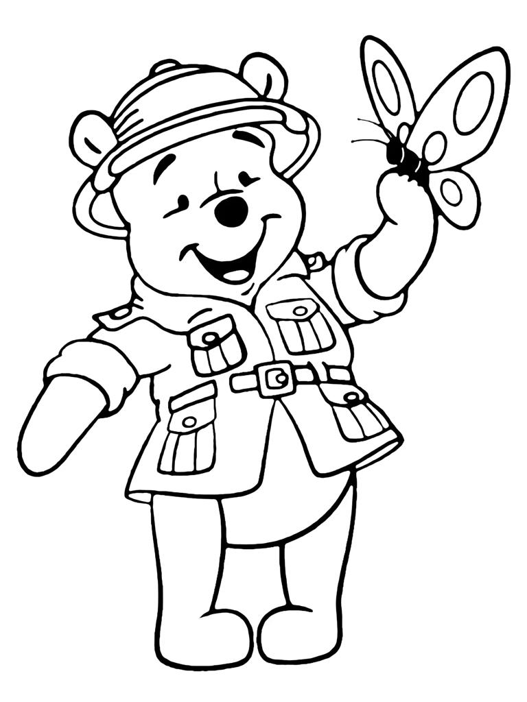 Winnie The Pooh Hunting For Honey Coloring Page