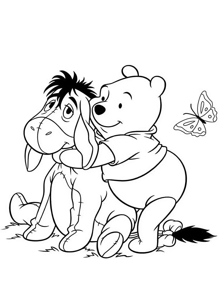 Winnie The Pooh Playing Games Coloring Page