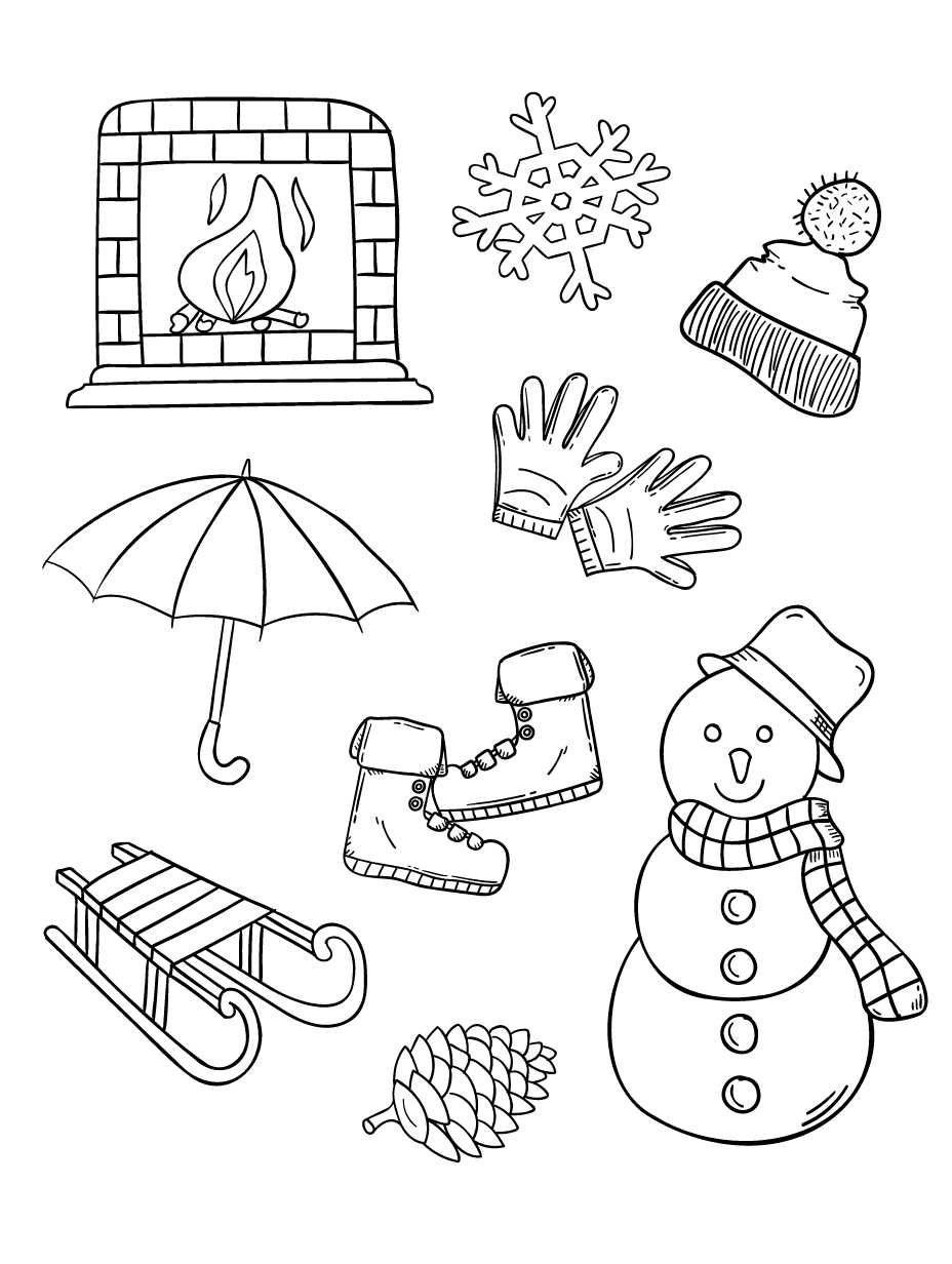 Winter Items Coloring Pages