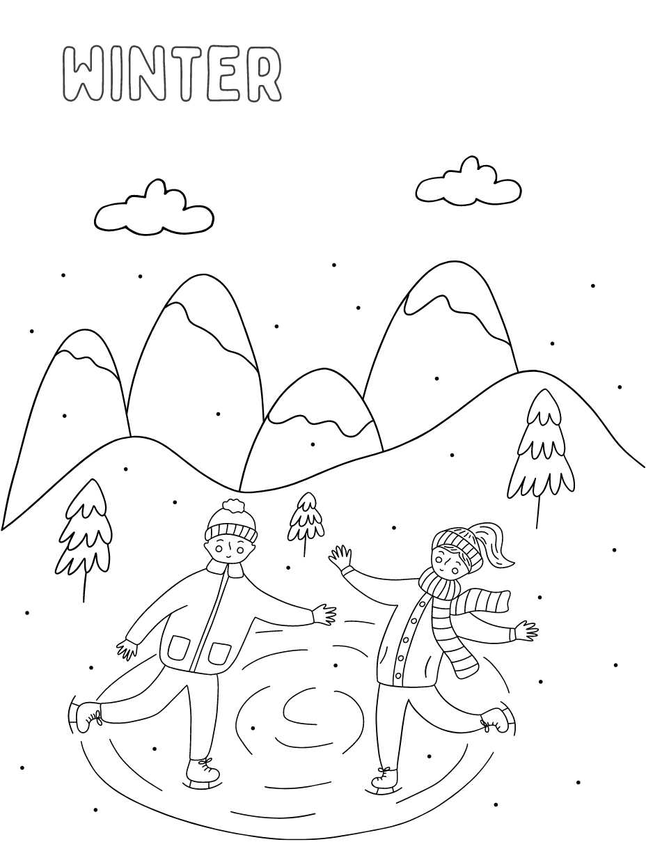 Winter Landscape Coloring Pages