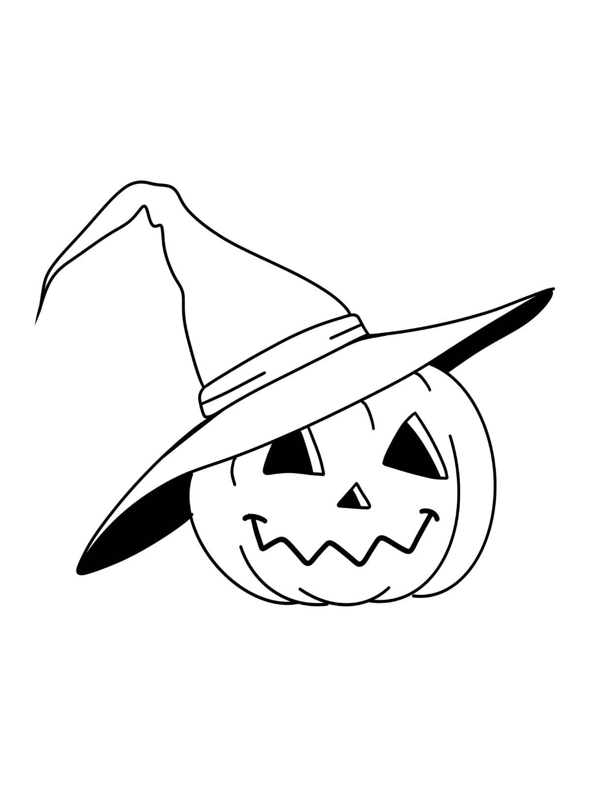 Witch Hat Halloween Pumpkin Coloring Pages