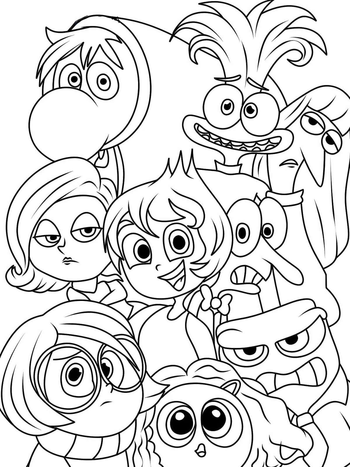 All Characters Inside Out Coloring Pages For Preschoolers