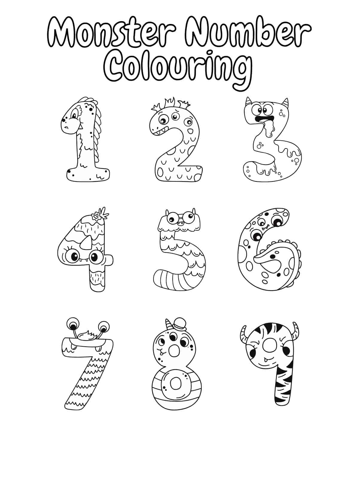 Animal Numbers Coloring Pages